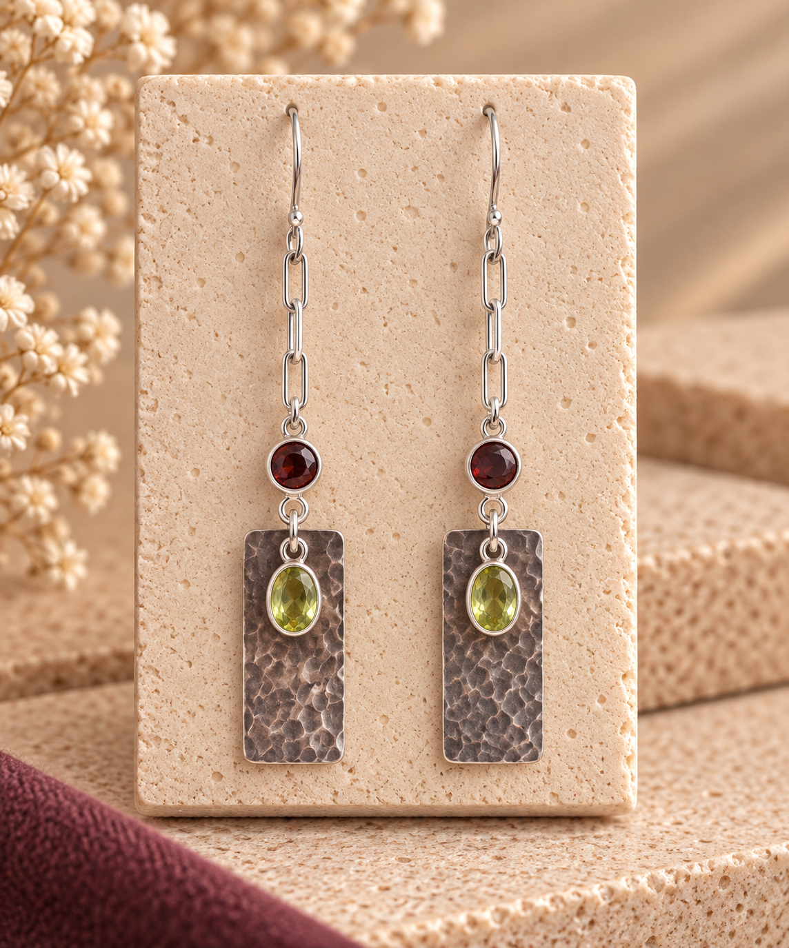 Hammered Silver Half-Moon Earrings