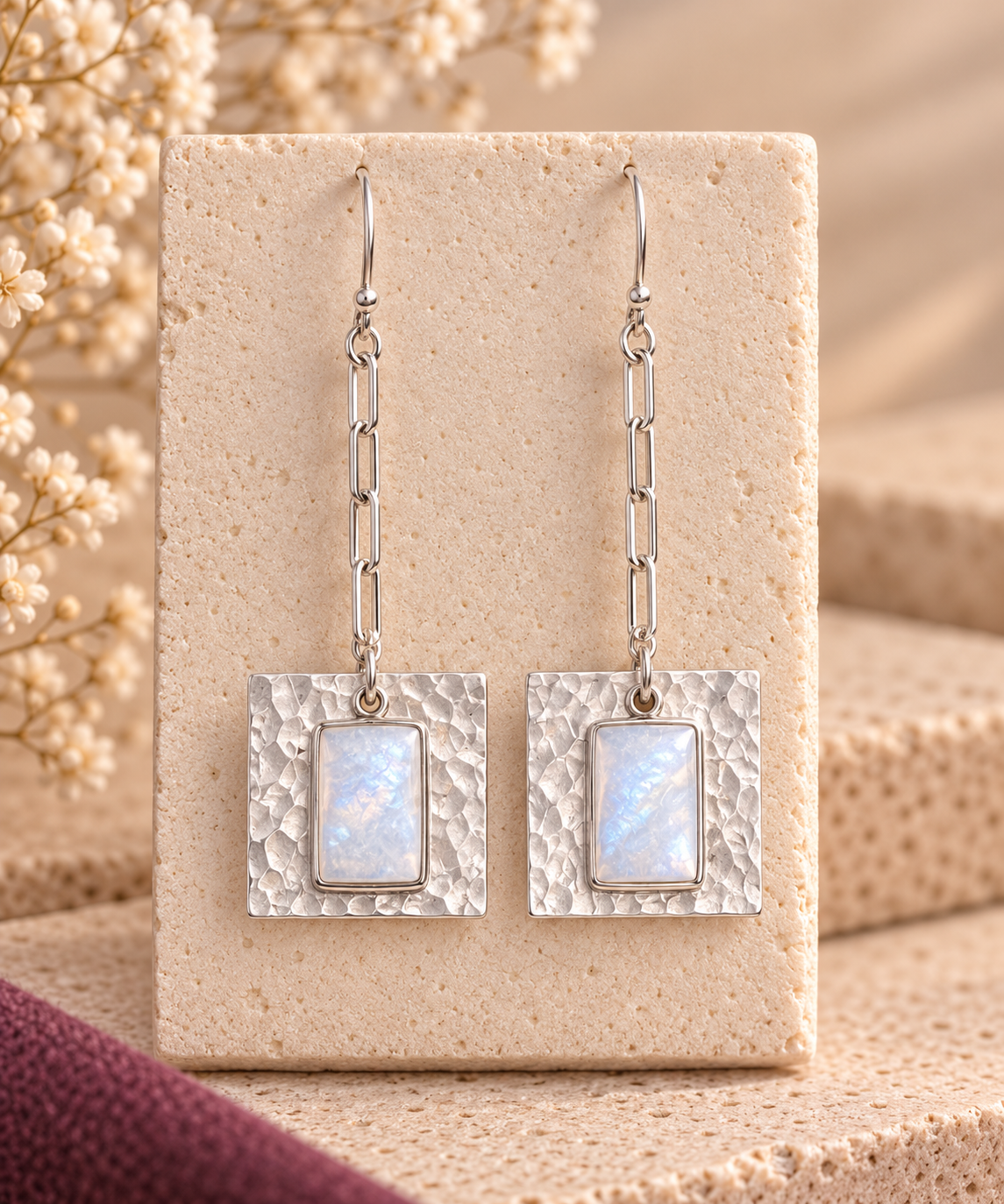 Blue Stone Spear Drop Earrings